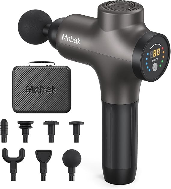 Mebak 3 Massage Gun, Massage Gun Deep Tissue for Athletes, Professional Muscle Percussion Massager, Massager for Shoulder Leg Back Body Pain Relief, Quiet Portable Sport Tool, Gifts for Him - Image 1