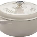 Lodge Essential Enamel Cast Iron Dutch Oven – Perfect for Bread Baking, Braising, Marinating & Slow Cooking – Features Moisture-Sealing Lid & Dual Handles – Kitchen Essentials – 6 Quarts – Oyster White