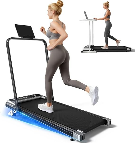 Walking Pad Treadmill with Handle Bar and Adjustable Incline, Compact Portable Treadmills for Home Office, 2.5HP Quiet Anti-Slip Under Desk Treadmills, 0.6-3.8 MPH Remote Speed Control, 265 LBS - Image 1
