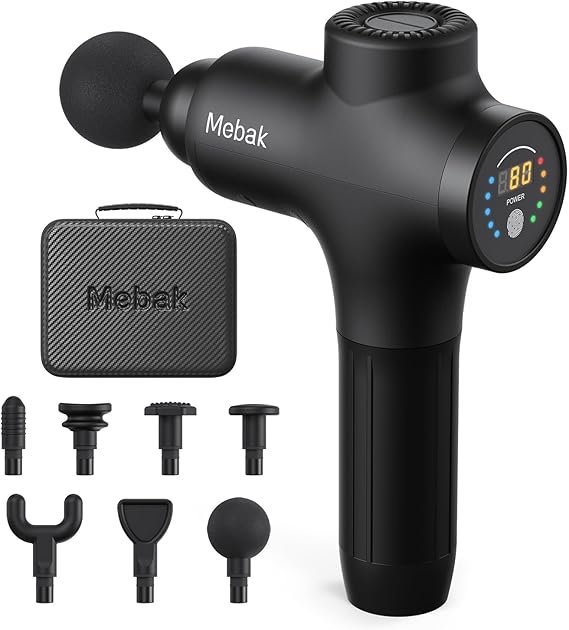 Mebak 3 Massage Gun, Massage Gun Deep Tissue for Athletes, Professional Muscle Percussion Massager, Massager for Shoulder Leg Back Body Pain Relief, Quiet Portable Sport Tool, Gifts for Him - Image 1