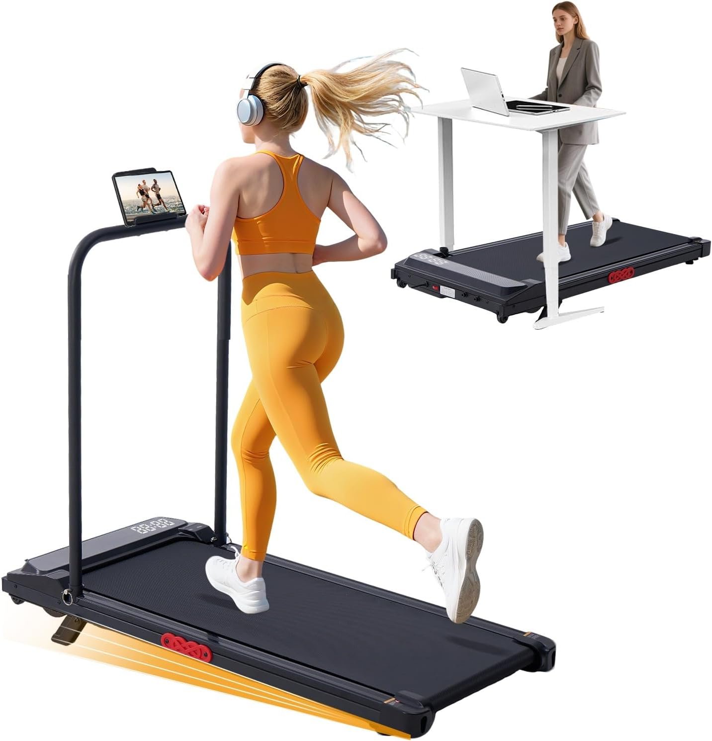 KASSADIN Walking Pad with Handle Bar, 2026 Upgrade Portable Small Treadmill with Handles for Home Small, 3.0HP Under Desk Walking Pad Treadmill with Incline, 0.6-7.6MPH, 350LBS - Image 1