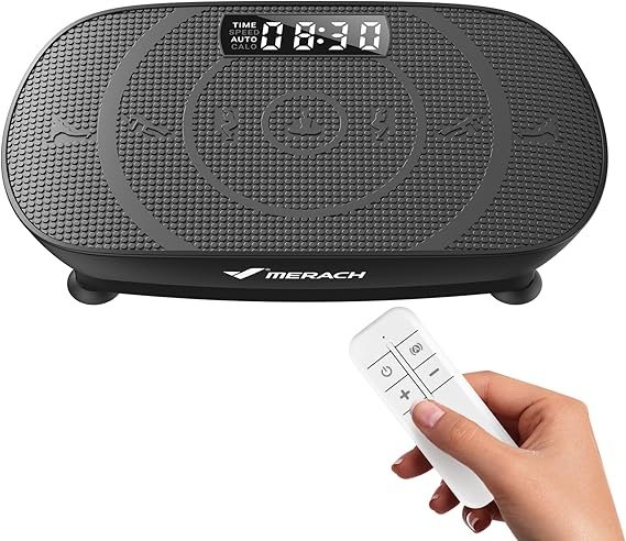 MERACH Vibration Plate Exercise Machine, Curved Vibration Plate for Lymphatic Drainage Weight Loss, Vibrating Plate with Real-Time Calorie Tracking on LED Display, Workout Equipment for Home Women Men - Image 1
