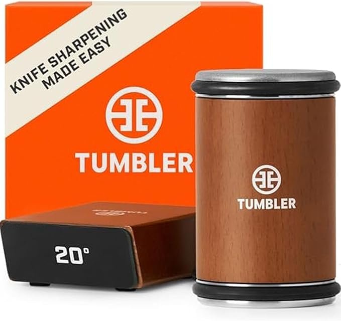 The Original Tumbler Rolling Knife Sharpener™ – Knife Sharpening Made Easy – Rolling Knife Sharpener Tool for Kitchen Knives – Knife Sharpener Kit Offers 15 & 20 Degree Sharpening (Wood) - Image 1