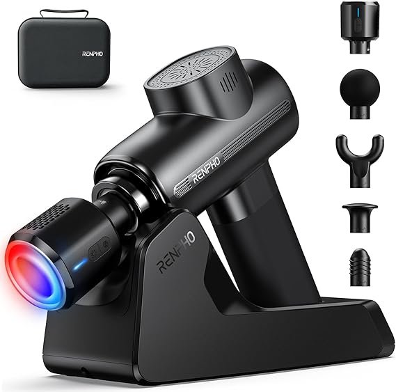RENPHO Active Thermacool Deluxe Massage Gun Deep Tissue with Charging Stand, Mothers Day Gifts Back Massager with Heat and Cold Head, Percussion Body Muscle Masajeador for Athletes Pain Relief - Image 1