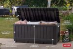 PatioZen 100 Gallon Resin Deck Box, Lockable Patio Outdoor Storage Box for Furniture, Garden Tools and Tools Storage, Waterproof Outside Storage Boxes – Black - Image 4