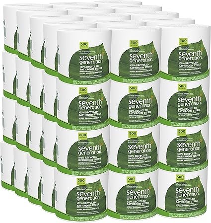 Seventh Generation White Toilet Paper 2-ply 100% Recycled Paper, 500 sheets, Pack of 60 - Image 1