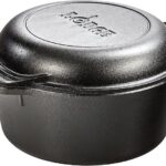 Lodge Cast Iron Double Dutch Oven – Pre-Seasoned 2-in-1 Cast Iron Cookware – Pot & Skillet Combo – Even Heat Retention – Oven-Safe, Versatile Pot – 5 Quart