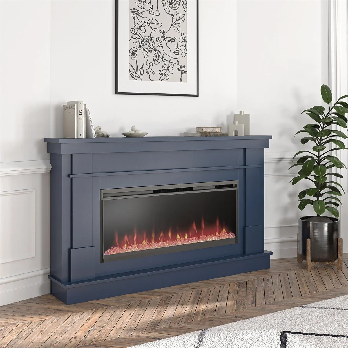 Novogratz Waverly Wide Mantel Electric Fireplaces. - Image 1