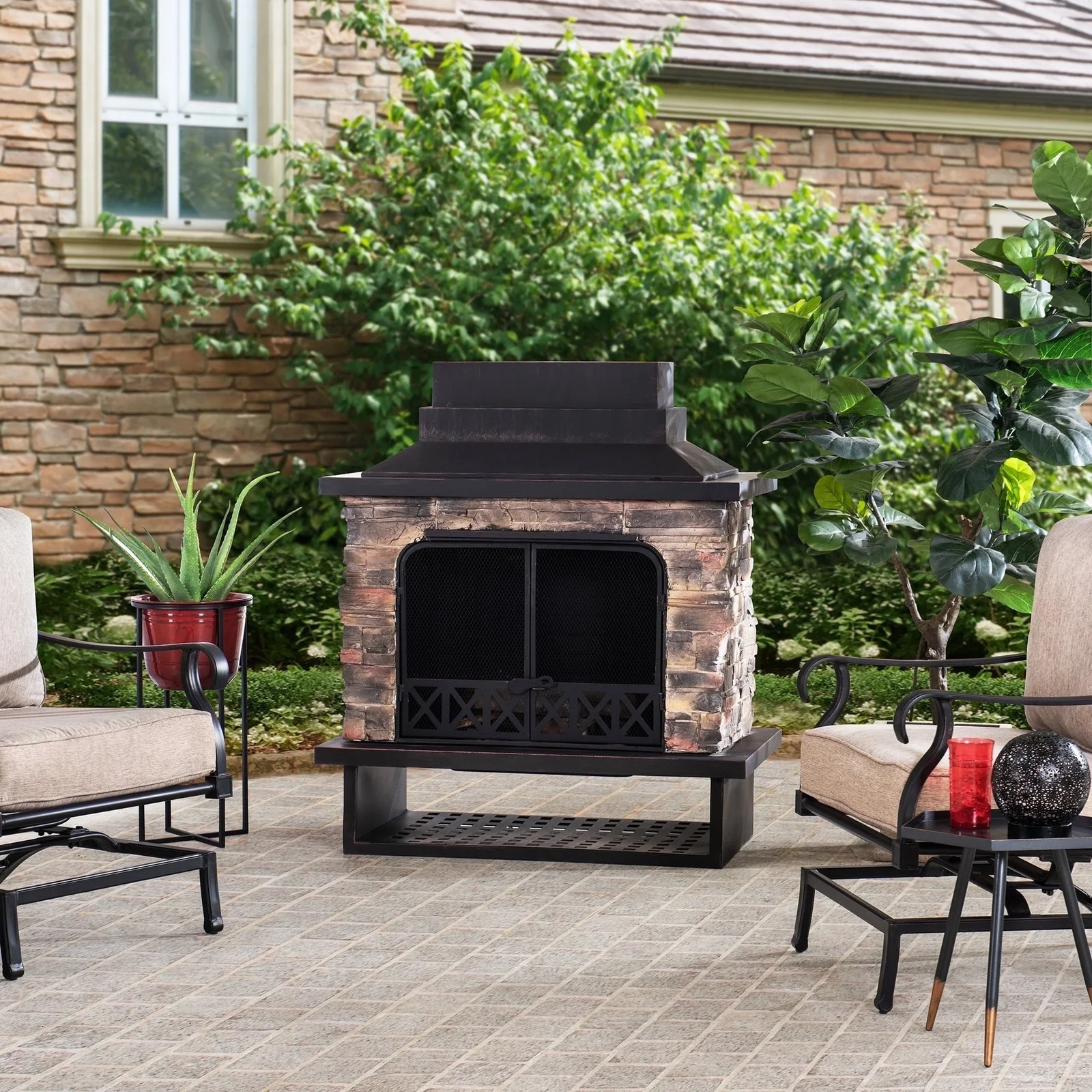 Sunjoy Farmington Wood Burning Fireplaces. - Image 1