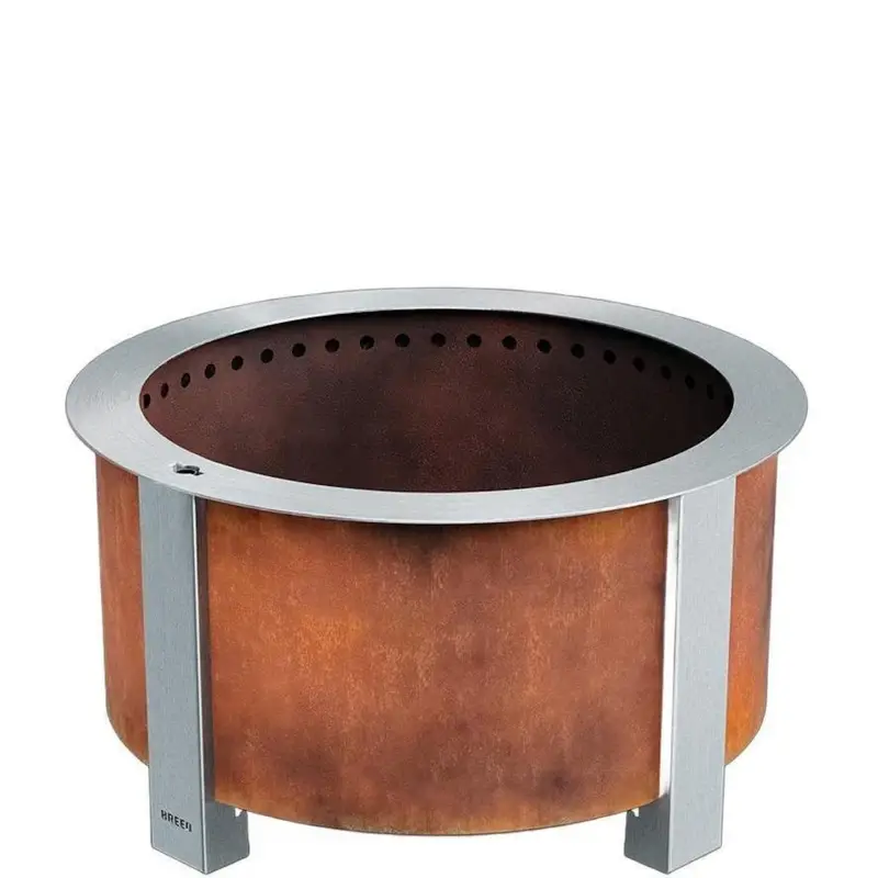 X Series 28 Inch Round Cortens Steels Wood-Burning Fire Pit in Stainless Steel by Breeo - Image 1
