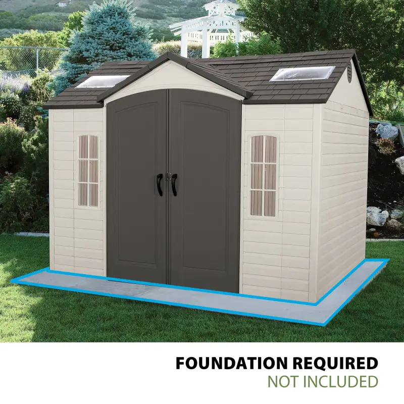 Lifetime Lockable Polyethylene Outdoor Storage Shed, 10′ x 8′, Tan & Browns (60005) - Image 1