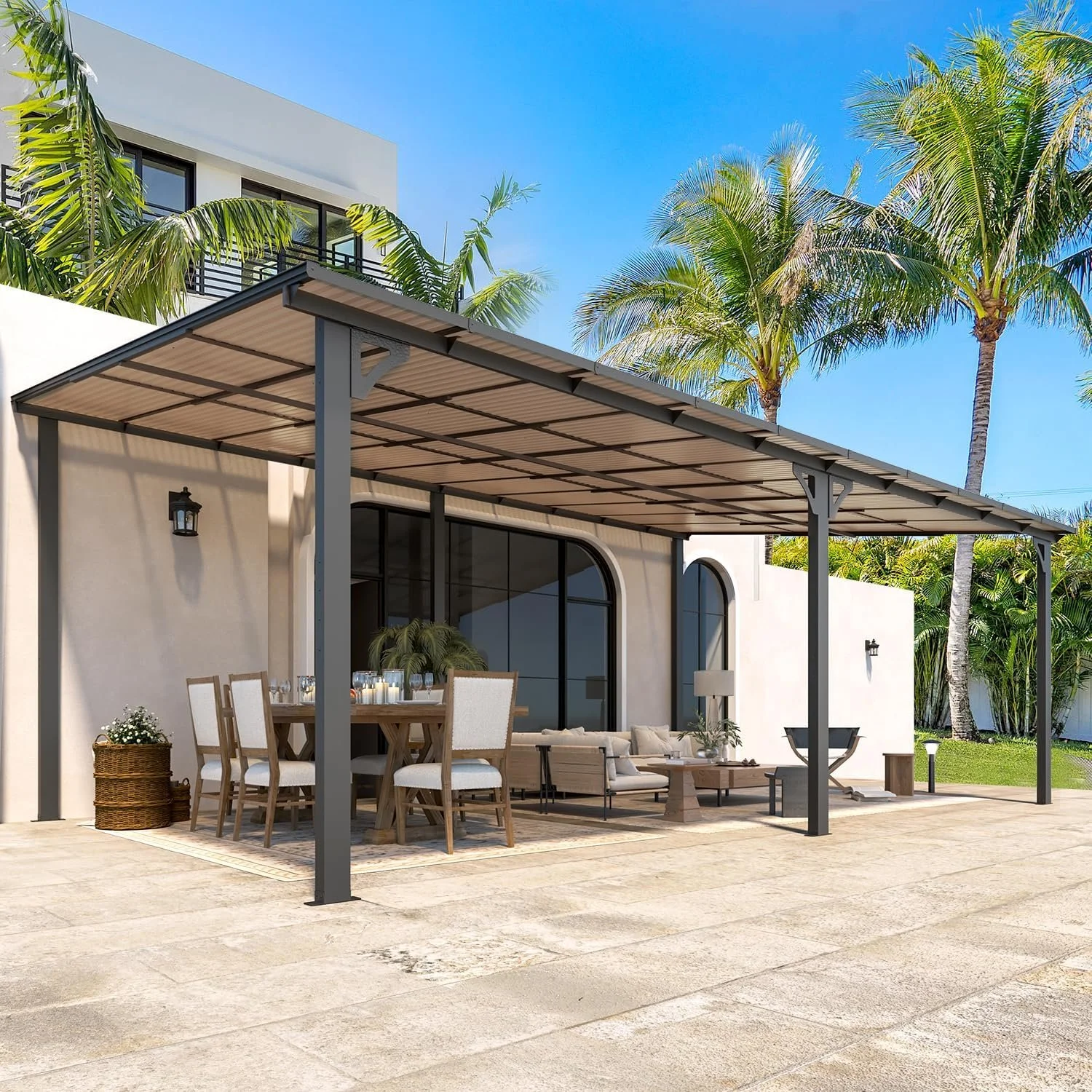 Aecojoy 20’x12′ Wall Mounteds Gazebos Pergola - Image 1