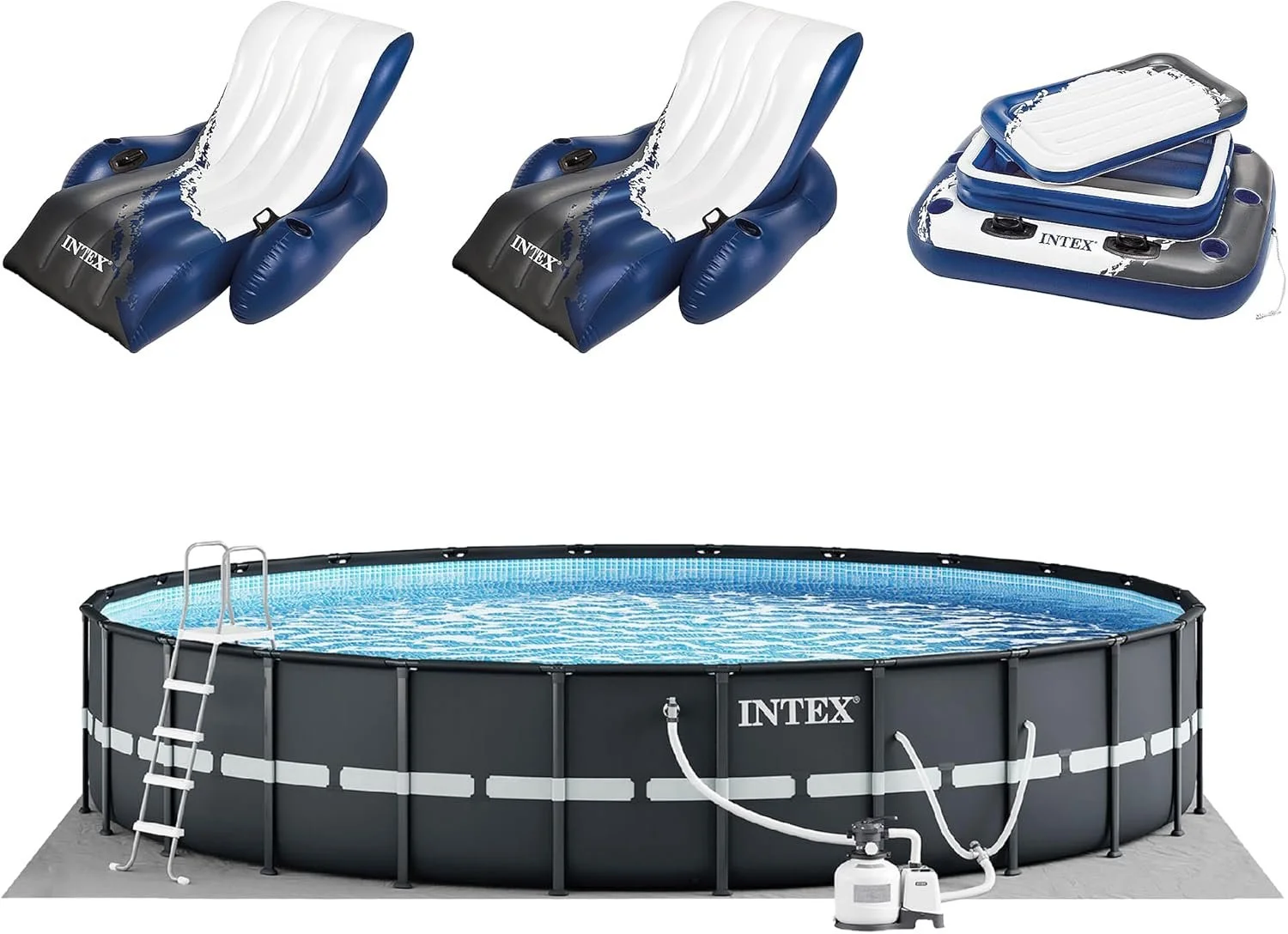 Intex Ultra XTR Round Frame Pool with Pumps, Cooler, and Floats (2 Packs) - Image 1